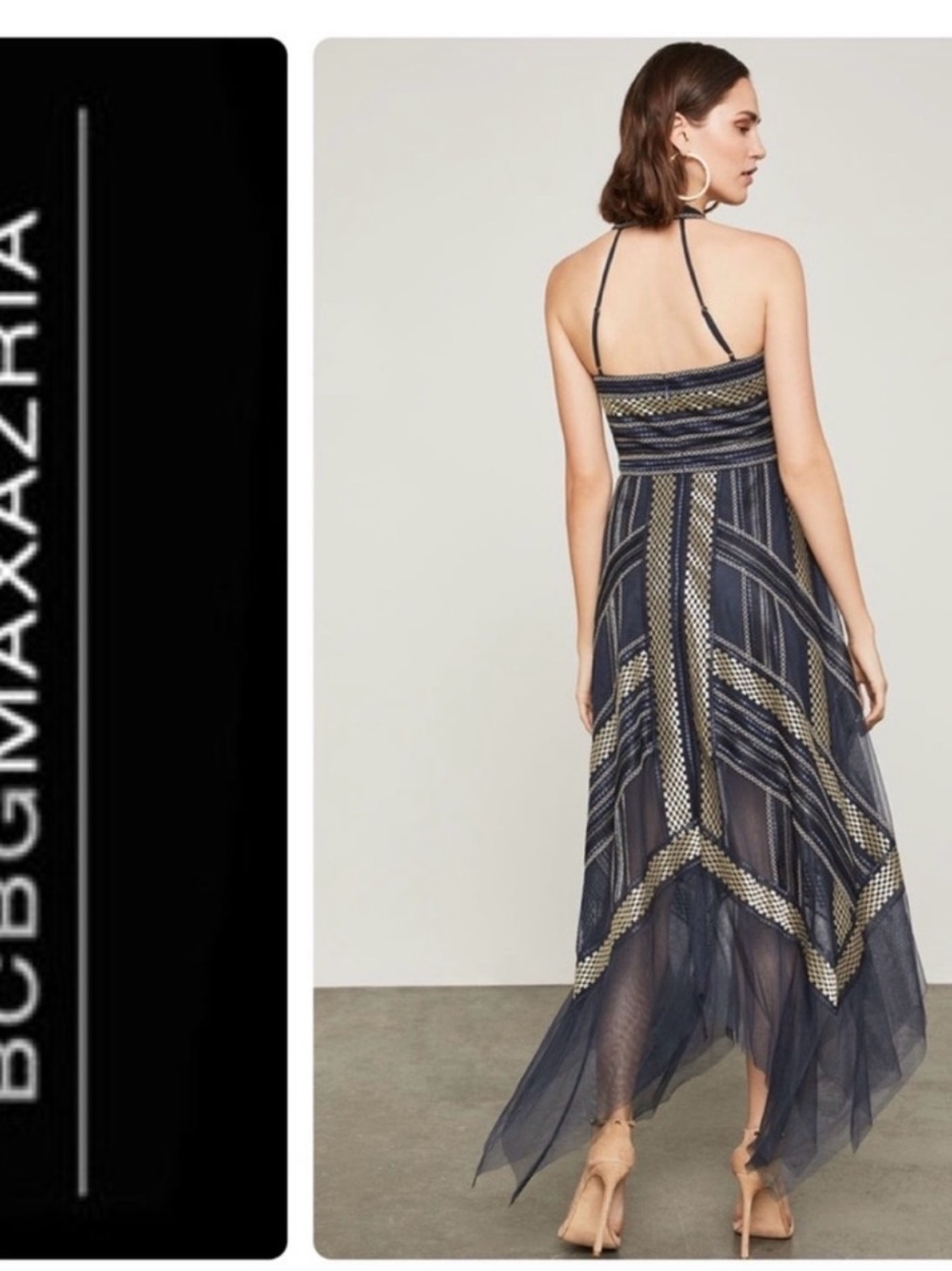 BCBGMaxazria Metallic Hankerchief Dress - Picture 2 of 8